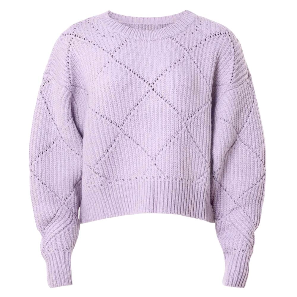 Thakoon Collective Diamond Knit Cropped Sweater Lavender Purple Size M Boxy